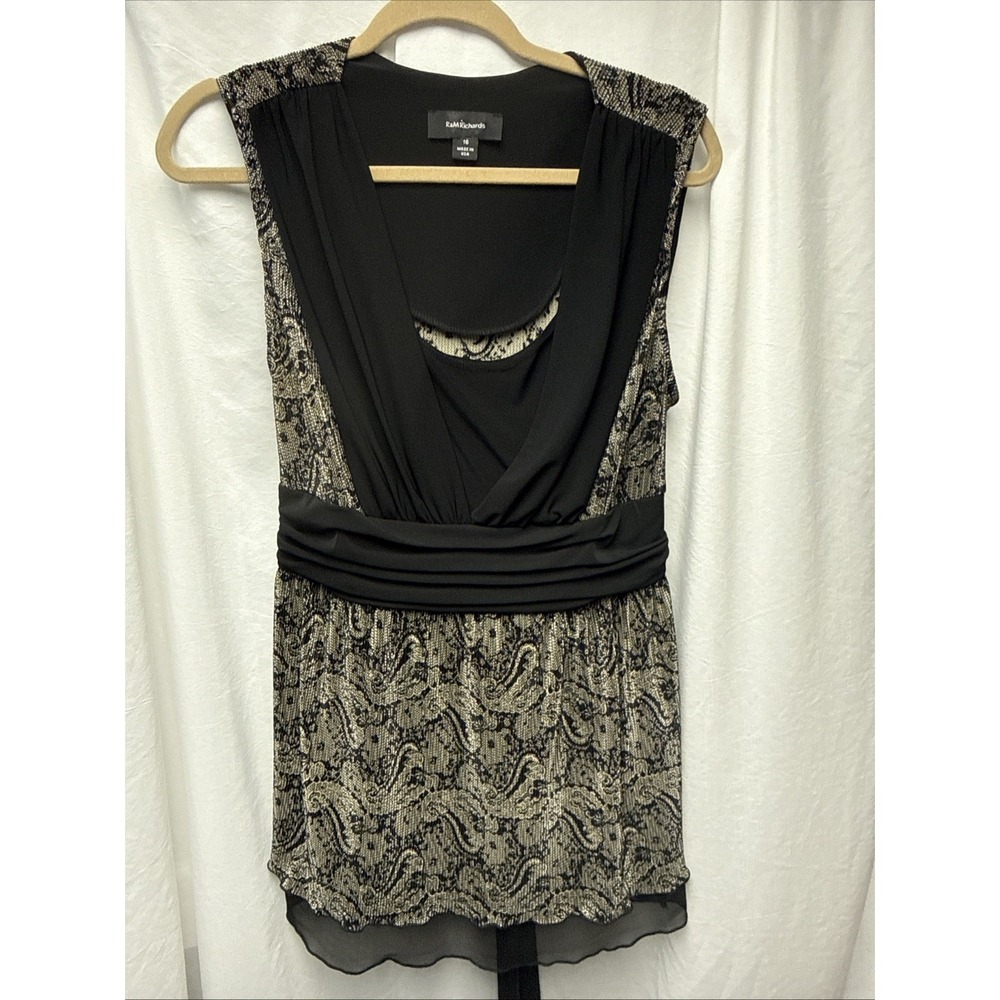 Rm Richards Size 16W Sleeveless Empire Waist Black Dress / Formal Occasion Top